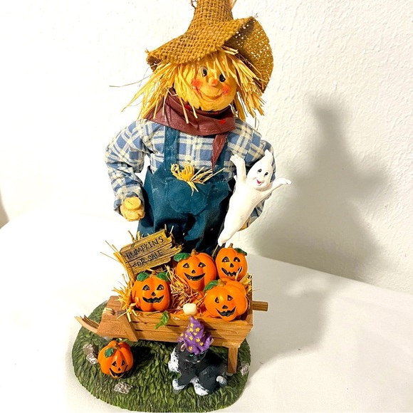 13-inch Halloween Fabric Witch and Scarecrow Combo Figure Set Missing 2 Bumpkins - Picture 6 of 9